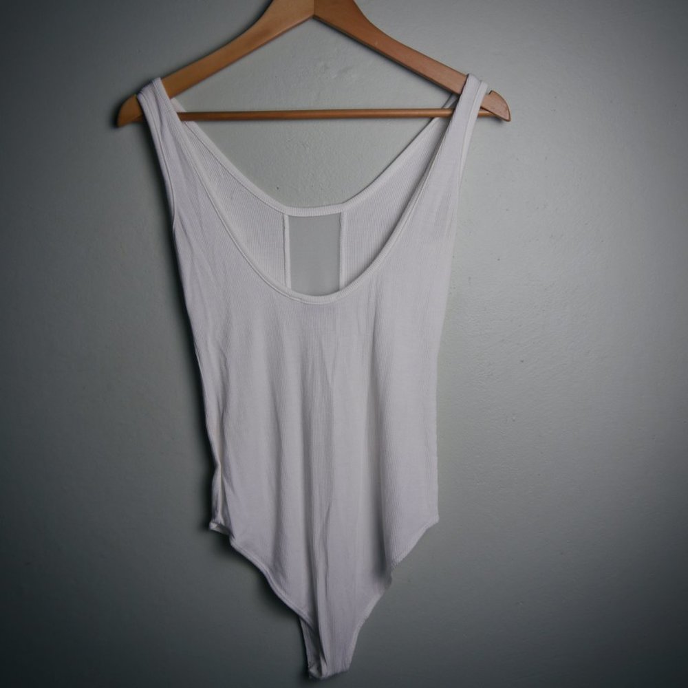 Fashion Nova White Ribbed Body Suit | Size S - Picture 2 of 5